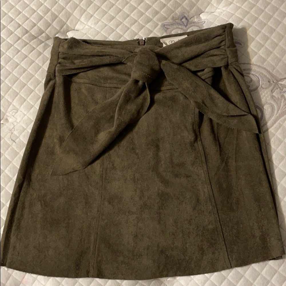 Green suede skirt